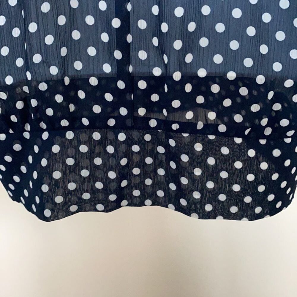 Twentyone Blue w/white dots High Neck Ruffle Top S - Picture 5 of 11